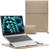 RoYiio 15-15,6-16 Pollici Laptop Custodia Borsa con Stand per MacBook Pro 16 M5/M4/M3/M2/M1 & Pro/Max, MacBook Air 15 M5/M4/M3/M2, 15-15,6-16 PU Pelle Computer Portatile Cover (Beige)