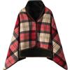 KirGiabo Poncho Scialle Donna A Quadri – Mantella Aperta Reversibile, Coperta Morbida Invernale, Taglia Unica (45x155 Cm)