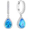 Starchenie Orecchini Donna Sterlina Argento 925 Pera Acquamarina Blu Zirconia Pendenti Cerchio Orecchini Gioielli Regali