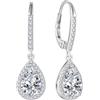 FJ Orecchini Pendenti Goccia Orecchini Halo Solitario Argento 925 Orecchini Pietre Portafortuna Gioielli Regalo per Donna