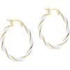 Tuscany Silver Orecchini creola grande a torsione placcati oro giallo in argento sterling 31mm con smalto bianco, per donna