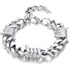 Bandmax Bracciale Uomo a Catena Cubana di Spine in Acciaio Inossidabile, Braccialetto Argento HipHop Punk Rock, Larghezza 12MM Grosso Catenine Accessori