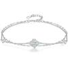 PHNIBIRD Bracciale Donna in Argento Sterling 925 con Opale di nascita trefle a 4 foglie ciondolo Doppio Strato Bracciale Donna regalo per mamma moglie figlia