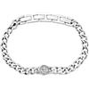 Breil, Collezione Dock, Bracciale Uomo in Acciaio con Elemento Centrale Tondo con Simbolo a Rilievo, Chiusura a Gioielleria, Lunghezza Regolabile