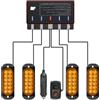 Civikyle 4 pezzi 12 LED luce stroboscopica per auto, colore arancione, 12 V, luce lampeggiante con 15 modalità flash, camion, trattore, accessorio IP65, impermeabile