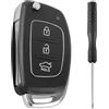 Trukafie - Guscio per chiave auto tipo coltellino con 3 pulsanti per Hyundai i20 i30 i40 ix20 ix30 ix35 ix45 ix55 Santa Fe Tucson Elantra Accent