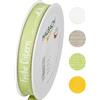 Halbach Seidenbänder Nastro decorativo pasquale con scritta Frohe Ostern, 15 mm x 20 m, colore: verde/bianco
