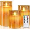 Yinuo Mirror Candele a LED con funzione timer, fiamma tremolante con telecomando, decorazione da bagno, decorazione da tavolo, soggiorno, dimensioni 10/12,5/15 cm di altezza, diametro 7,5 cm