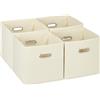 Relaxdays Scatola Portaoggetti, Set 4 Box Cubo da Scaffale HLP 30 x 30 x 30 cm, Portagiochi Pieghevole in Stoffa, Beige