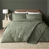 Serene - Copripiumino verde kaki con foglie in rilievo - Letto Super King Size (260 x 220 cm) - Morbido al tatto - Copripiumino Ricamo Foglia/Foglie in Verde Cachi - Set di biancheria da letto di