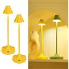LuminexDesigns Set di 2 Lampade da Comodino Touch Control, Lampade da Tavolo Ricaricabili Senza Fili, IP54, Design a Fiore, 3 Temperature Colore, Dimmerabili, Atmosfera Accogliente - Verde