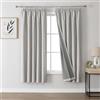 Joydeco 100% tende oscuranti in lino con nastro arricciato, set da 2 pezzi, altezza 160 x 132 cm, colore bianco grigio, protezione dal freddo, oscurante, protezione acustica, ideale per il soggiorno