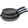 Barazzoni Grigex Set di 3 Padelle, ø 20/24 / 28 cm, Alluminio a spessore differenziato, Manico antiscottatura, Induzione+Gas, PFOA/BPA free
