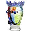 Gilde Vaso per il viso Donald in vetro - altezza 29 cm x larghezza 19 cm - verde-rosso - con motivo facciale - lavorato a mano