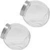 Relaxdays Barattoli in Vetro per Caramelle, Set 2x2 L, coperchi Inox, Trasparente/Argento
