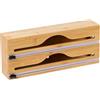 Relaxdays Dispenser per Pellicola, 2 Rotoli, cassetto, bambù, HxLxP: 14 x 33 x 7 cm, taglierina