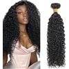 Tuheerst Capelli Umani Kinky Curly Human Hair Bundles 1B Natural Black Human Hair Extensions Capelli Veri Tessitura Double Weft Unprocessed Virgin Hair for Woman 1 Bundle 14 Inch