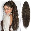 RUWISS Coda Capelli Extension con Pinza - Coda Finta Capelli Ricci Ondulati 76 cm Extension Capelli Coda Lunga Sintetici Coda di Cavallo per Donne, Castano Scuro e Biondo
