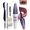 LYSdefeu Mascara in fibra di seta 5D, impermeabile, con spazzola per ciglia, bordeaux, telescopica, allungabile, voluminosa, durevole, per cosplay e feste, uso colorato