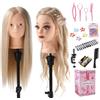 Anstar Testa per parrucchieri 70% Capelli Veri Testina Parrucchiere 24 Capelli Testa per Acconciature Testa Studio Manichino con Staffa+ DIY Accessori