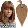 Elailite Hair Topper Capelli Veri Donna Clip in Posticci Toupee Toupet Silk Lace Protesi #6 Marrone Chiaro 53g 45cm (7cmx13cm)