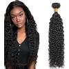 Tuheerst Capelli Umani Water Wave Human Hair Bundles 1B Natural Black Human Hair Extensions Capelli Veri Tessitura Double Weft Unprocessed Virgin Hair for Woman 1 Bundle 16 Inch