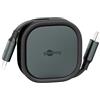 goobayb Cavo USB-C autoavvolgente da 1 m, cavo piatto estensibile con potenza di ricarica di 15 W, 5 livelli di lunghezza, custodia robusta, ideale per smartphone, tablet e laptop, nero, 77424