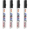 AMFUN Pennarelli Indelebili Nero, Marcatore Permanente Punta Tonda, a Base di Olio, Impermeabili, per Metallo, Plastica, Vetro, Legno, Tessuto, Pietre e Pittura All'aperto (4 Unità)