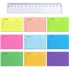 JRSHIRLEYLTD 9 blocchi di appunti adesivi, 450 fogli per la lista, per appunti a righe, autoadesivi, per famiglia, scuola, ufficio (10 x 7 cm), con 1 righello da 15 cm