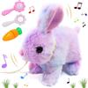 Booaee Giocattolo di coniglio che rimbalza, interattivo, elettronico, giocattolo di peluche realistico, coniglietto di Pasqua, giocattolo di coniglietto di peluche con movimenti rumori, lepre per bambini,