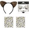 Rainway Set di tatuaggi temporanei e cerchietti per il viso, leopardo, leopardo, fascia per cosplay, accessorio per Halloween, carnevale, feste in maschera, per feste