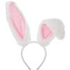 KBSICWO Cerchietto Orecchie Coniglio, Orecchie da Coniglio Fascia Peluche, Fascia per Capelli per Donna Halloween Pasqua Carnevale Cosplay Cosplay Festa Regalo, Rosa e Bianco