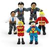 Stokke MuTable Heroes Set by Hape Toys - Sei bambole per la Casa degli eroi, fra cui, il Pompiere, il Poliziotto, l'Ingegnere, la Guardia e due Supereroi - In legno e cotone - Per bambini dai 3 anni