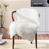 JXLOULAN Tappeto in finta pelliccia di pecora - Bianco - 60 x 90 cm - Morbido e soffice - Decorazione per il salotto - A pelo lungo - Imitazione pelle di agnello - Per sedie, divano, camera da letto e
