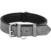 Riparo Motorsports Riparo, K-9, collare regolabile, in vera pelle imbottita, resistente, XL: 4,4 cm di larghezza, collo 53,3-63,5 cm, grigio con filo bianco