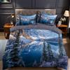 Erosebridal Set di biancheria da letto con copripiumino invernale in 100% cotone naturale, per letto matrimoniale, con paesaggio invernale e paesaggio invernale, decorazione per camera da letto
