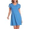Aranmei Donna Abbigliamento da Notte a Maniche Corte in Cotone, Sottoveste Intera, Loungewear, Pigiami (Blu L)