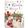 Piccadilly Greetings Regal Publishing Biglietto di Natale tradizionale, cugino, calza - 22,9 x 15,2 cm - Piccadilly Greetings