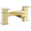 VeeBath Mist - Miscelatore quadrato per vasca da bagno, finitura moderna in ottone spazzolato, controllo a doppia leva, in ottone massiccio, ingresso BSP G3/4, rubinetti quadrati da bagno, rubinetto