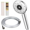 YEAUPE PRO Soffione Doccia con Tubo 1,6 m, Soffione Doccia con Filtro a 25 Fasi, Alta Pressione Ø 115mm con 6 Getti Regolabili,Doccia Anticalcare con 2 Filtri di Ricambio, Cromato