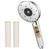 YEAUPE PRO Soffione Doccia con Filtro a 25 Fasi, Soffione Doccia ad Alta Pressione Ø 115mm con 6 Getti Regolabili, Doccia Anticalcare con 2 Filtri di Ricambio, Purificazione Acqua, Cromato Universale