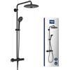 GROHE Vitalio Joy 260 - Sistema doccia termostatico con funzione Aquadimmer (soffione da 26 cm 3 getti, doccetta da 11 cm 3 getti, risparmio idrico, funzioni di sicurezza), nero ultra opaco, 26403KF2