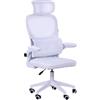 Mars Gaming MGC-ERGOPRO, Sedia Ergonomica Professionale, Supporto Lombare Attivo, Rete Traspirante, Altezza Regolabile 120-130cm, Braccioli Ribaltabili, Poggiatesta Regolabile, Sedia Ufficio, Bianco