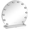 VERSA Specchio Rotondo Versa con 12 luci LED e Supporto Dimensioni (A x L x P) 50 x 5 x 50 cm, Bianco