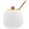 LA PORCELLANA BIANCA - Intavola Righe Vasetto Miele con Servimiele 250 ml, Porcellana e Legno