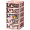 LiebeWH Organizzatore cassetti 5 livelli rosa trasparente, con maniglia a coniglietto, grande capacità, per scrivania casa ufficio