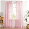 PONY DANCE Tende Salotto con Fettuccia 2 Pezzi L 140 x A 245 cm Voile Curtains Trasparenti Camera da Letto Filtraggio Luce Morbida Tende per Interni Moderne, Rosa Chiaro