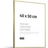 JUNOMI® Cornice portafoto 40 x 50 cm, alluminio oro lucido elegante - profilo slim, vetro acrilico antiurto, appendiatura orizzontale e verticale