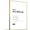 JUNOMI® Cornice portafoto A2 (42 x 59,4 cm), alluminio oro lucido elegante - profilo slim, vetro acrilico antiurto, appendiatura orizzontale e verticale
