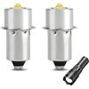 Fllyvly Lampadina LED di Ricambio 3V P13.5S 3W per Torcia Maglite 2D, Lampada Torcia LED 3V, Lampadina Sostitutiva Alta Luminosità, Sicura e Affidabile, Facile da Installare, Adatta per Luce di Emergenza (2)